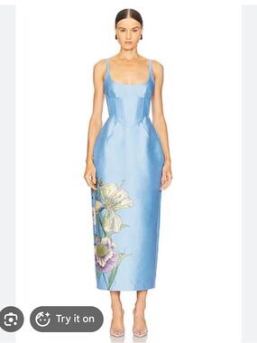 ISO Alemais Sky Blue Floral-Embellished Midi Dress. Looking for either US 4/6